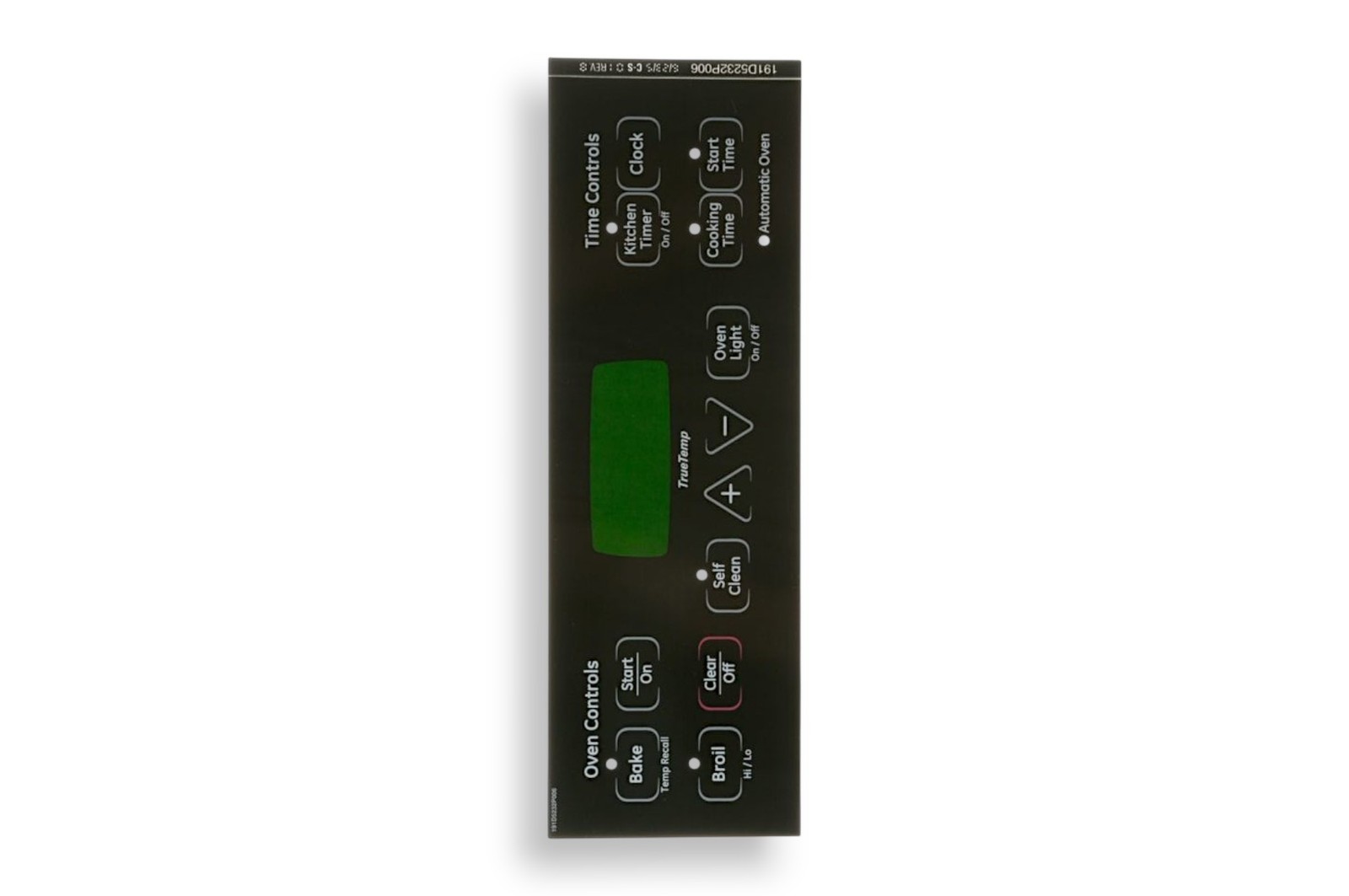 General Electric Electric Range Part # WB27T11005 – Faceplate Graphics (bk)
