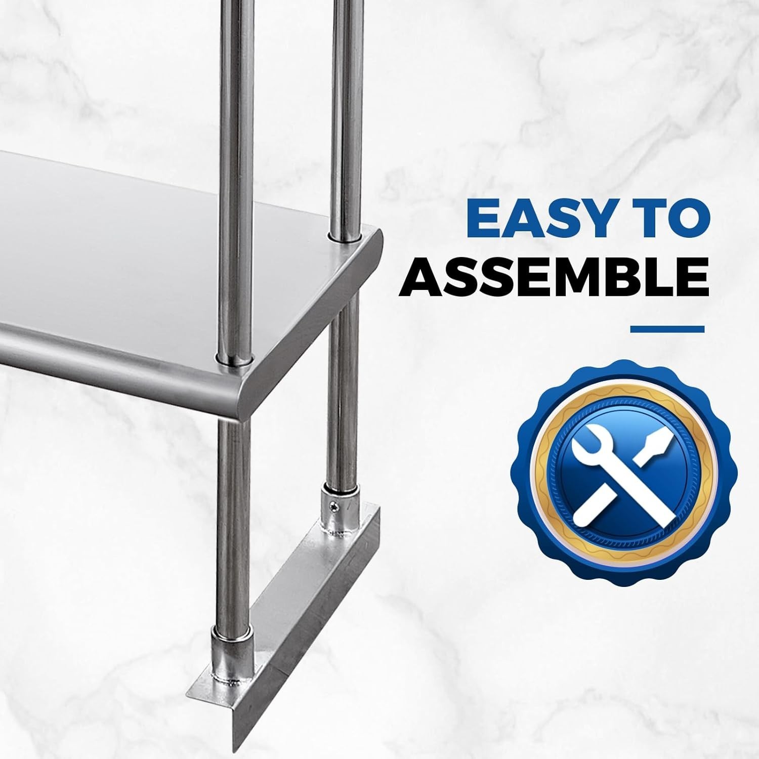 Stainless Steel Overshelf for Prep & Work Table 12” x 48” NSF Commercial Adju…