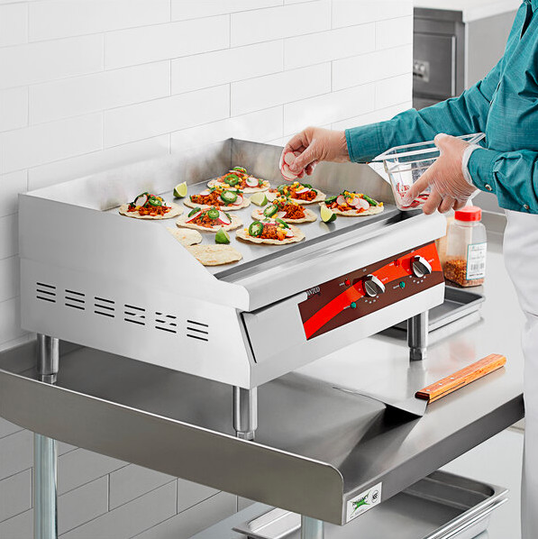 Commercial Kitchen Cooking 24″ Electric Food Griller Countertop Griddle 208/240V