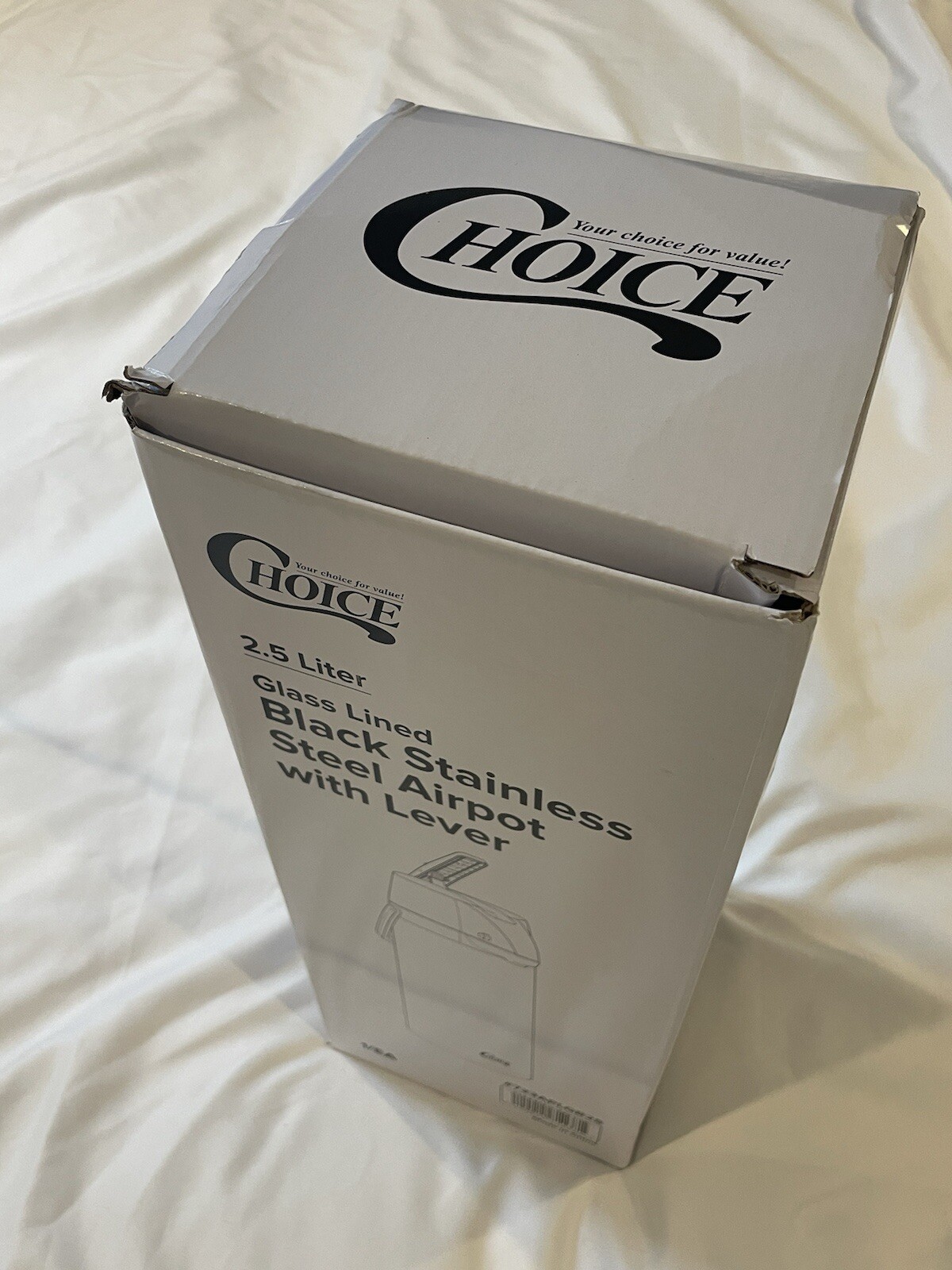 Choice 2.5 Liter Glass Lined Airpot Coffee Dispenser With Lever Black NEW