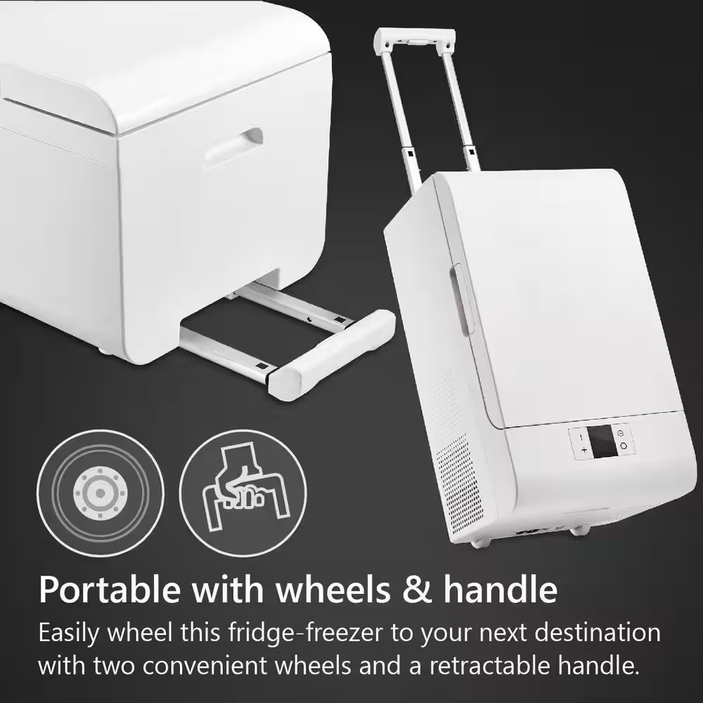 0.7 Cu.Ft. Portable Casters Rolling Fridge-Freezer Frost Free Retractable Handle