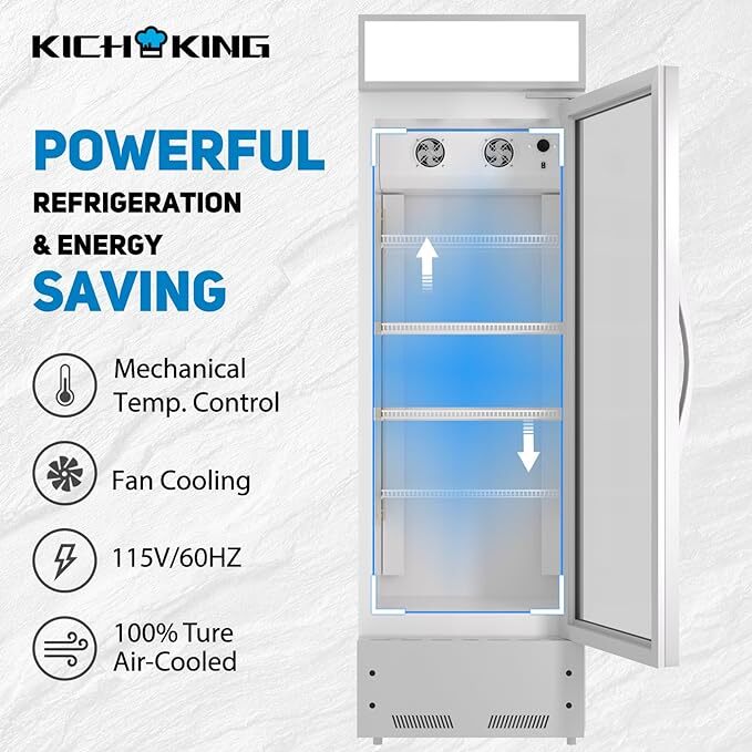 Merchandiser Refrigerator 11 Cu.ft Glass Door Commercial Display Cooler For Bar