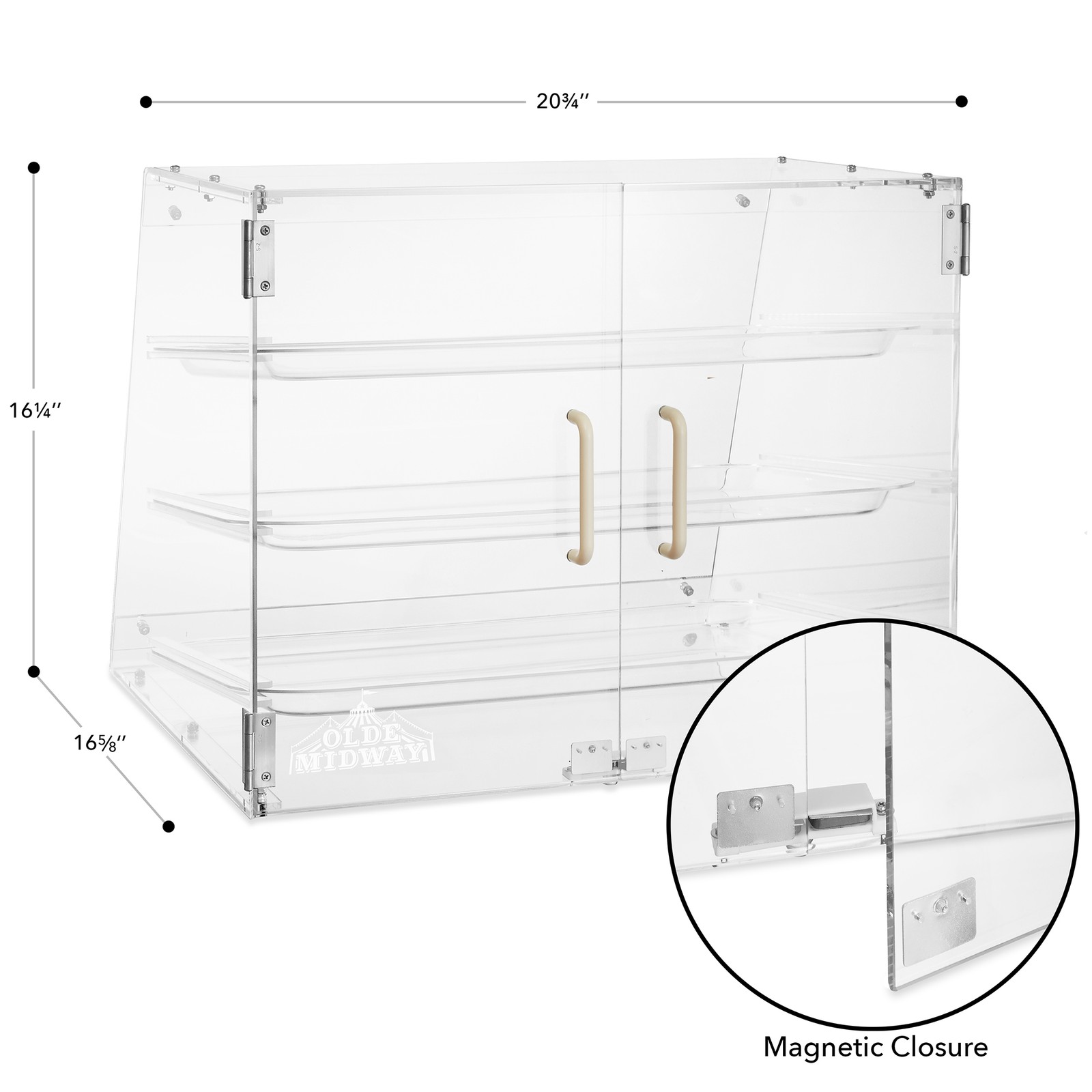 3-Tier Commercial Acrylic Bakery Pastry Display Case with Trays for Desserts