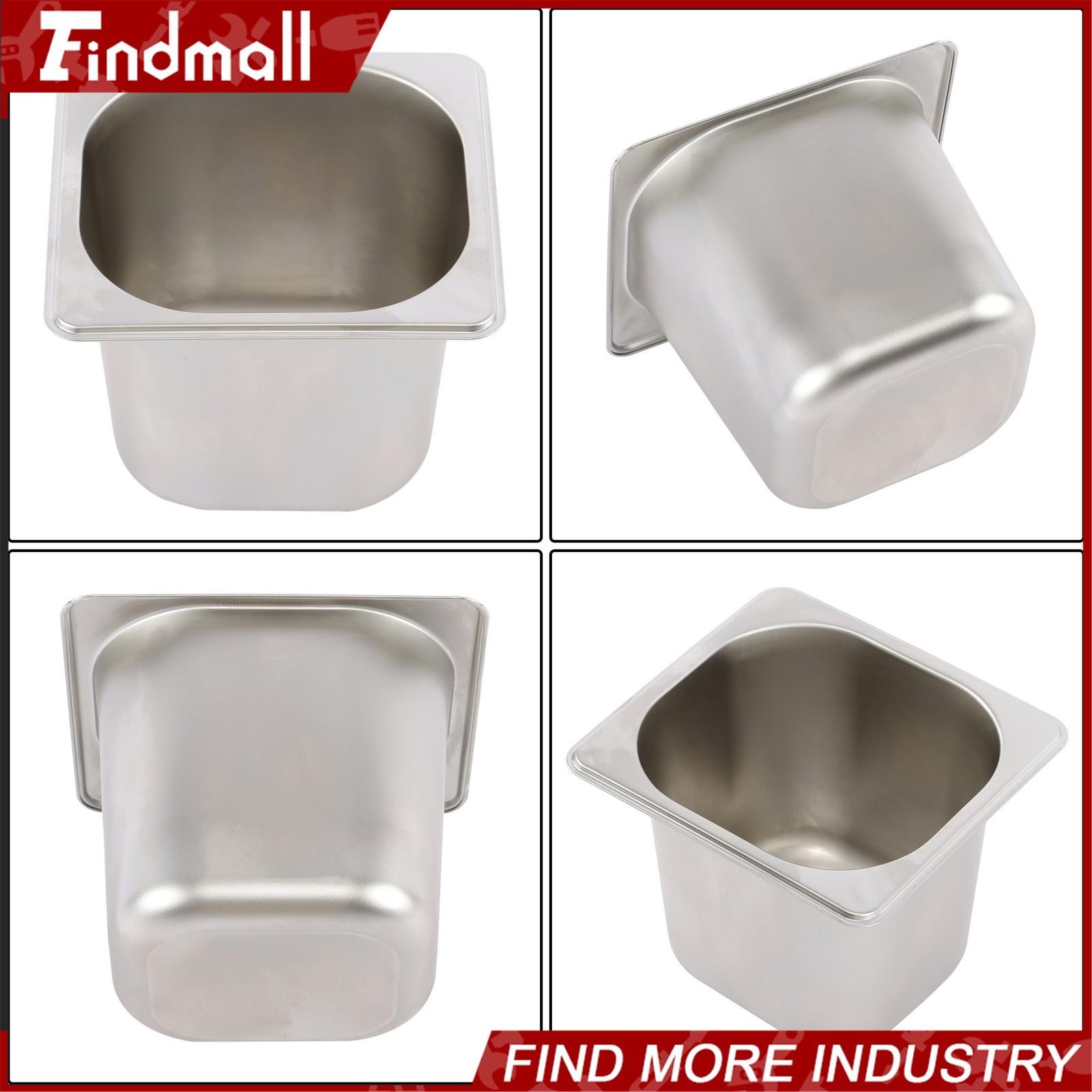 Findmall 4 Pack 6″ Deep Steam Table Pan Hotel Pans Food Prep Stainless Steel