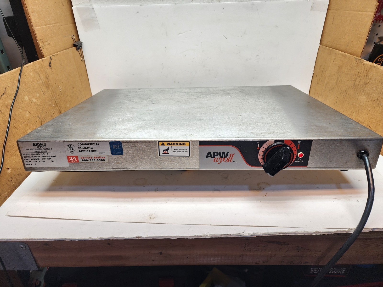 APW Wyott WS-2 stainless Steel Heated Shelf Food Warmer 115v