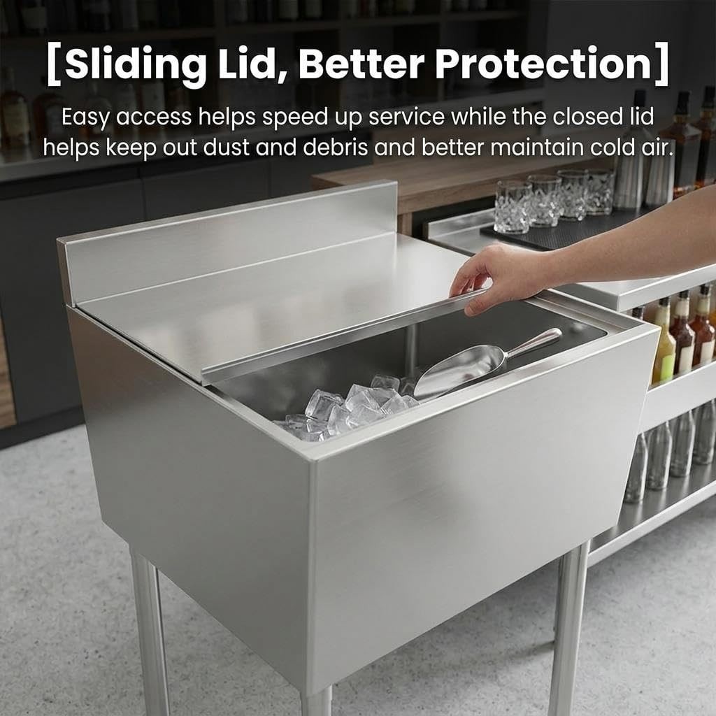 58.67 Qt Commercial Ice Bin Chest 11 x 14 in Underbar Ice Bin with Sliding Cover