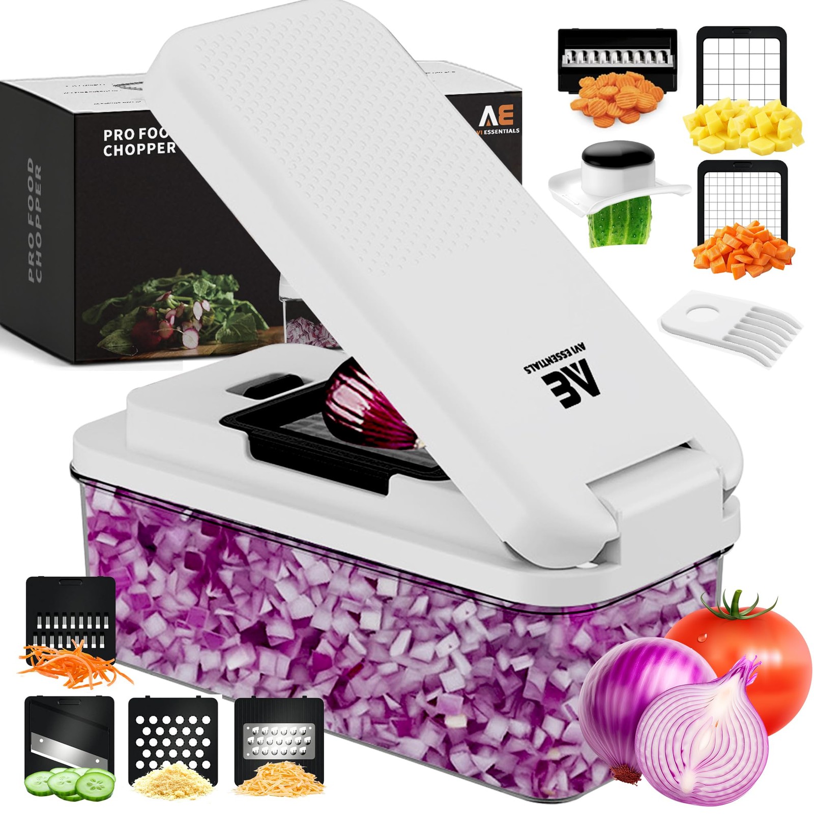 AVI ESSENTIALS Pro Food Chopper – Premium 9 in 24*11.2*12.3, Black and White