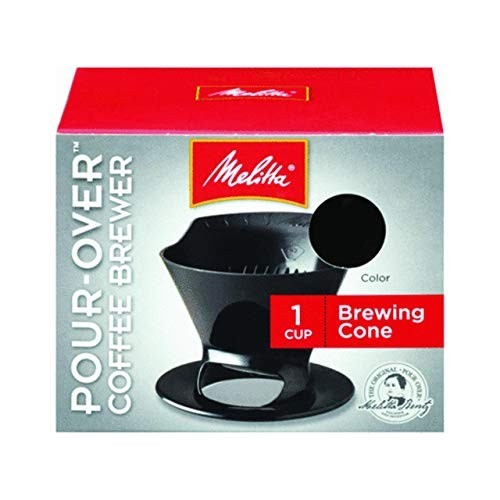 Melitta Filter Coffee Maker, Single Cup Pour-Over Brewer, 1 Count, Black
