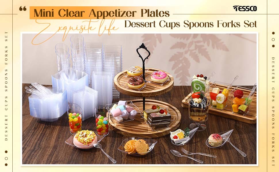 160 Pcs Mini Appetizer Plates Dessert Cups Spoons Forks Set Dessert Containers