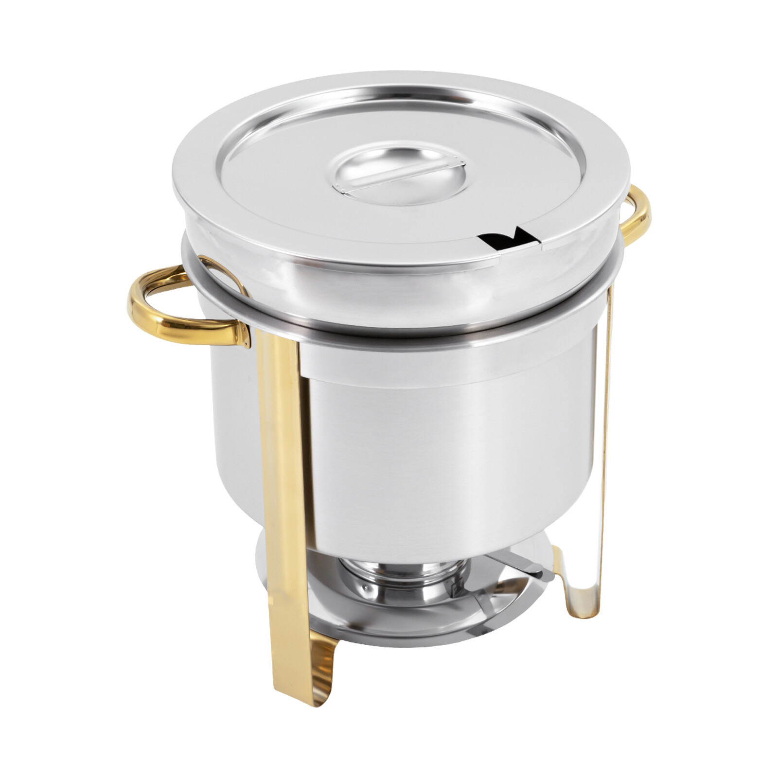 11.62Qt Round Stainless Steel Soup Warmer Soup Chafer with Pot Lid & Fuel Holder