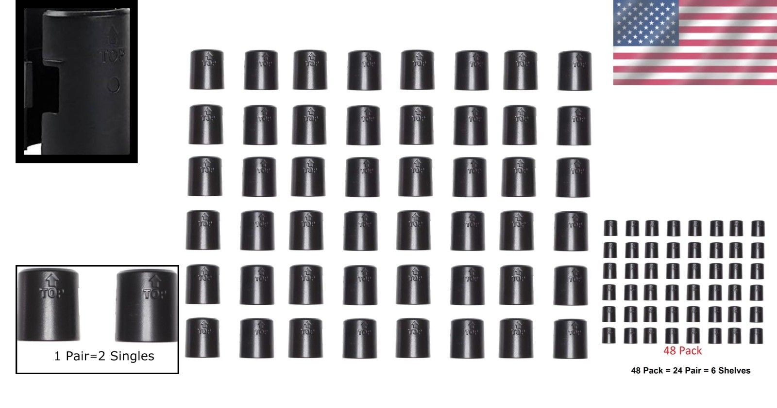 Industrial Black Wire Shelf Clips – 48-Pack Durable Split Sleeves for Shelves