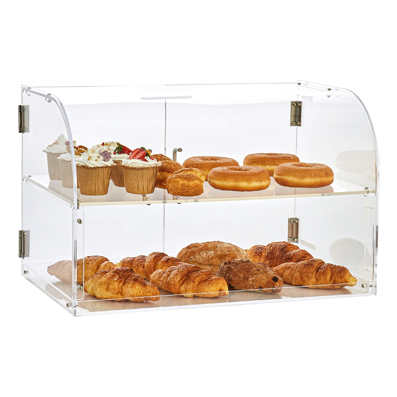 VEVOR 2-Tier Acrylic Bakery Display Case Countertop Donut Pastry Case Rear Door