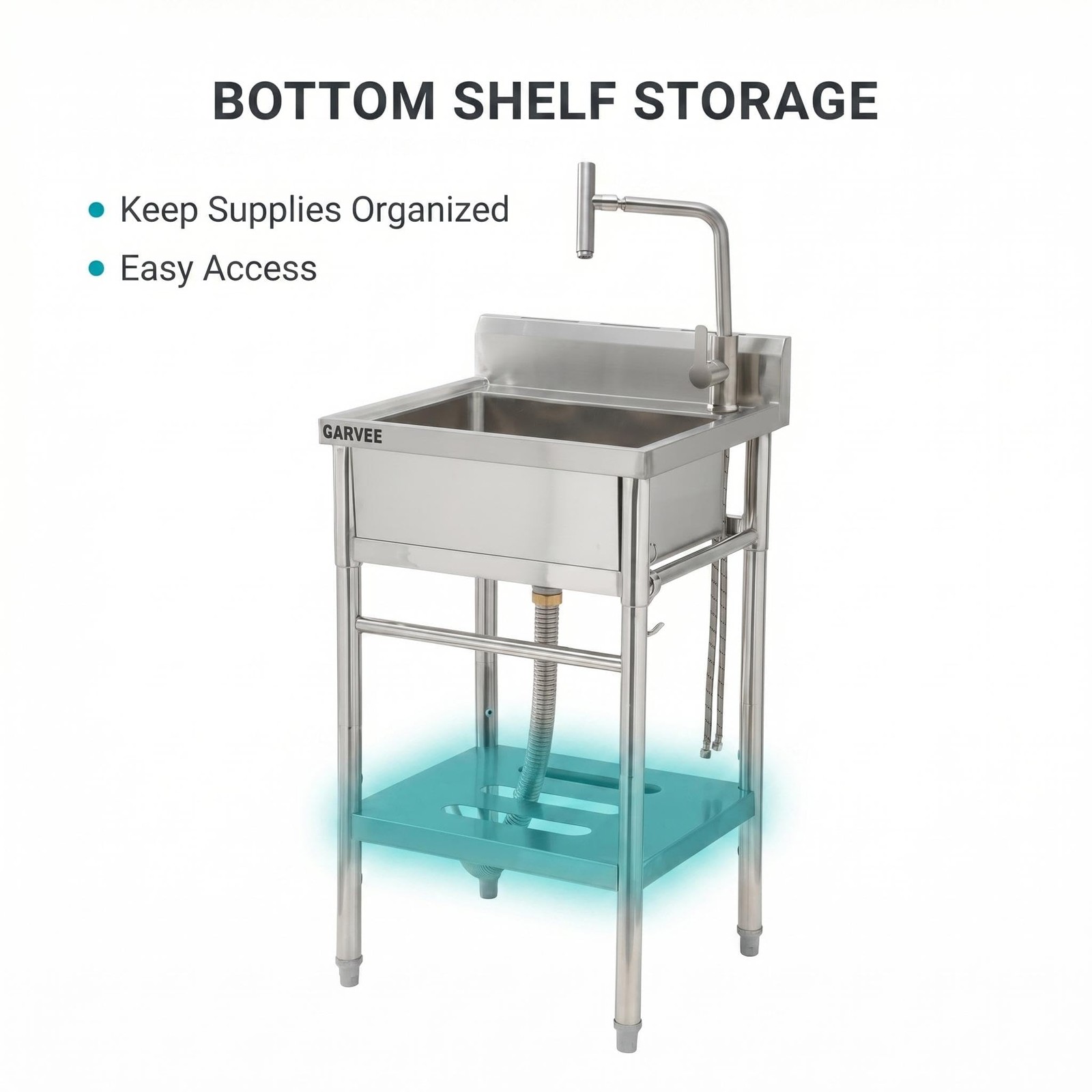 22»x20»x39» Stainless Steel Utility Sink Freestanding Single Bowl w/ Faucet