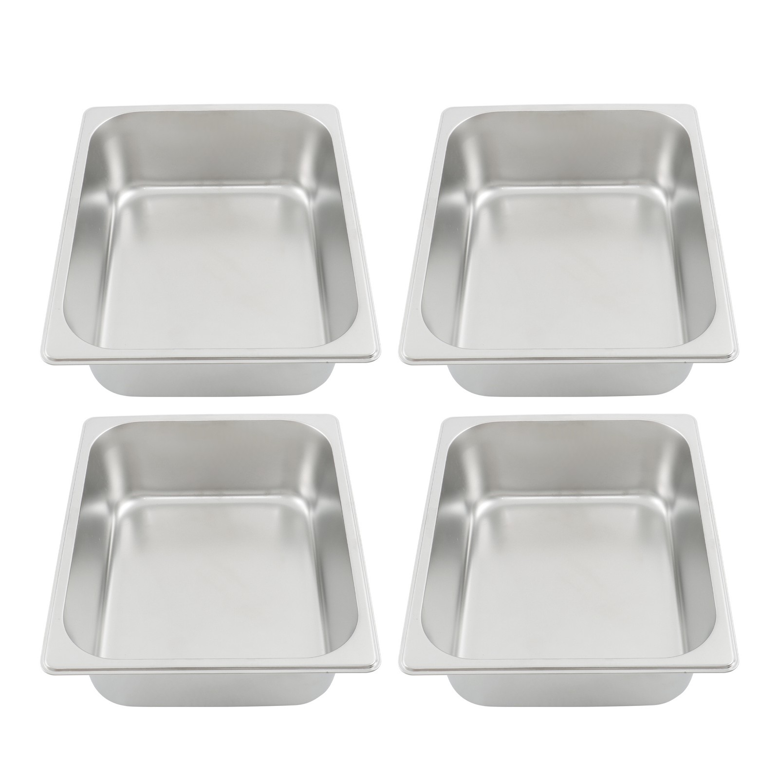 Anti-Jam 1/2 Size Steam Pans 4-Pack, 4″ Deep Stainless Catering Trays
