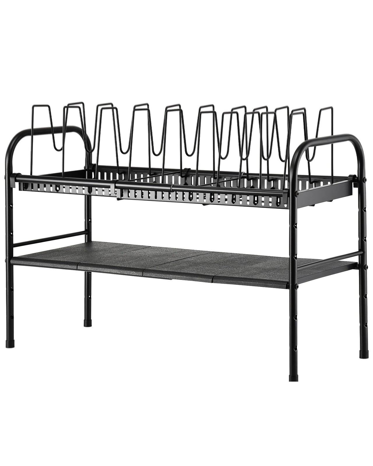 Vosturdy Pots and Pans Organizer Under Cabinet, Expandable 2 Tier Pot Black