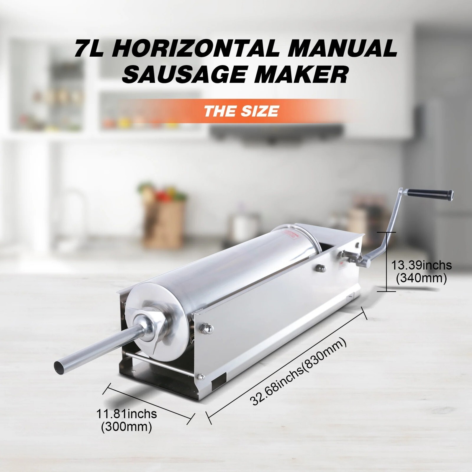 Hakka Horizontal Sausage Stuffer 7L Stainless Steel Manual Meat Filler Press