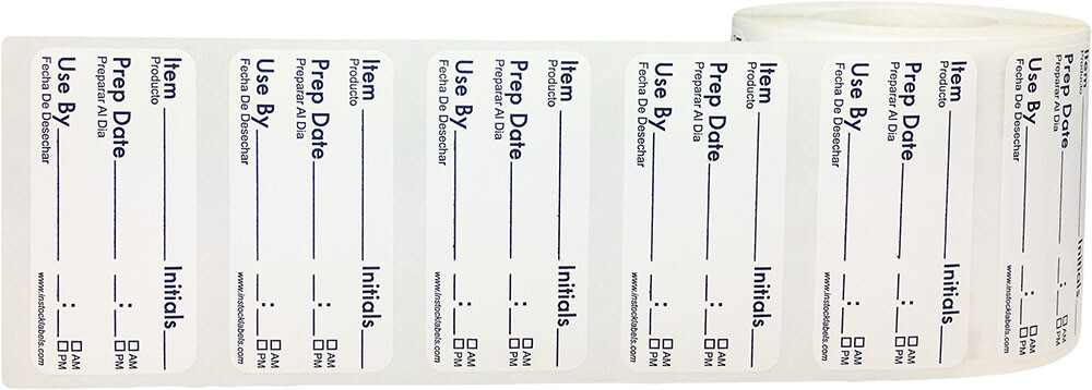 Food Prep Rotation Writable Stickers, 1 x 2 Inches, 500 Labels on a Roll