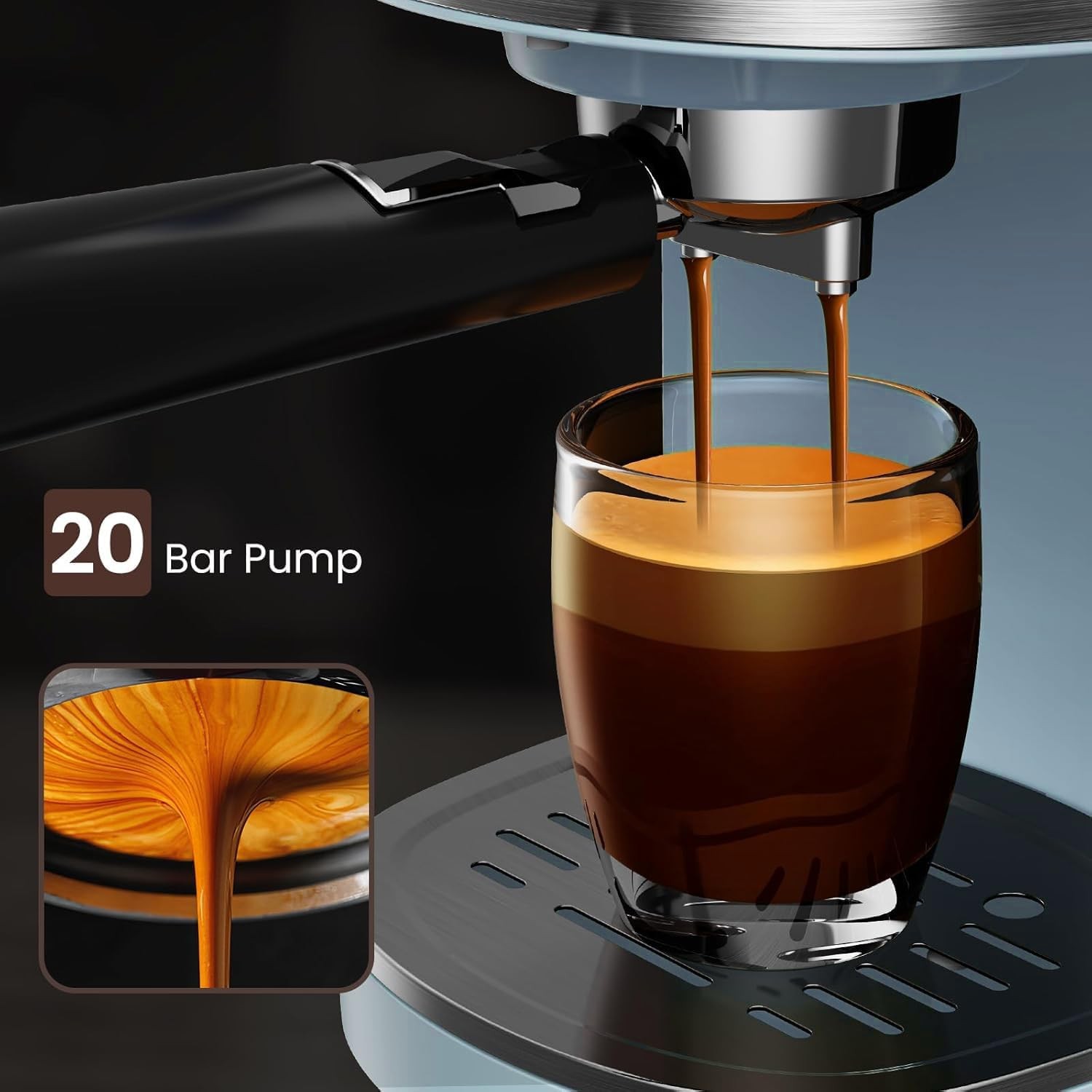 20 Bar Espresso Machine,Semi-Automatic Espresso Machine with Milk Frother Steam