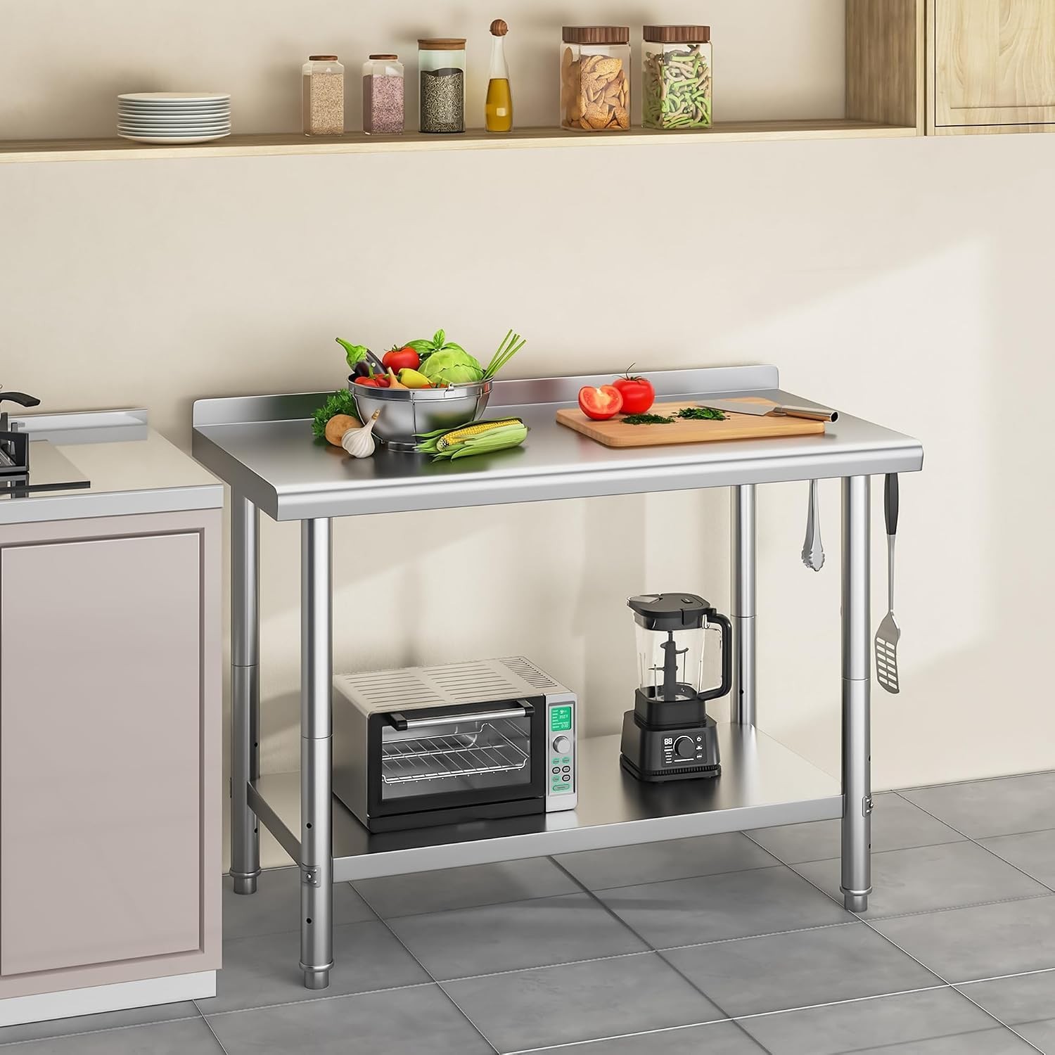Versatile Stainless Steel Table 48 Inch for Home Kitchen Restaurant and Workshop