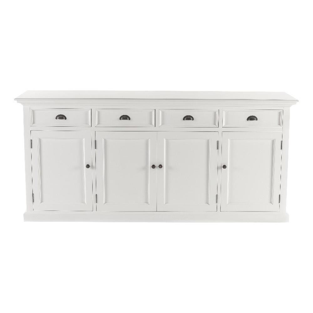 Beaumont Lane Mahogany Wood Buffet with 4 Doors 4 Drawers in White