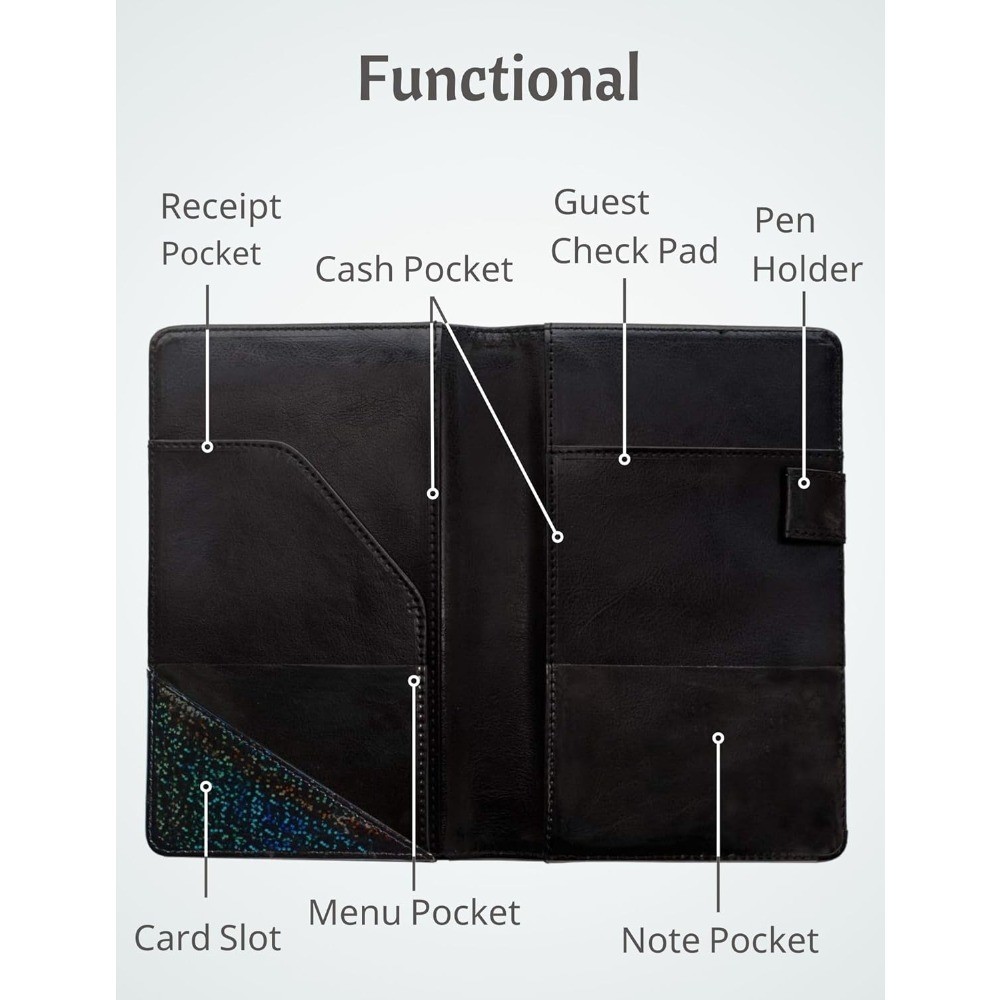 Holographic Glitter Server Book Waiter Waitress Check Holder Organizer