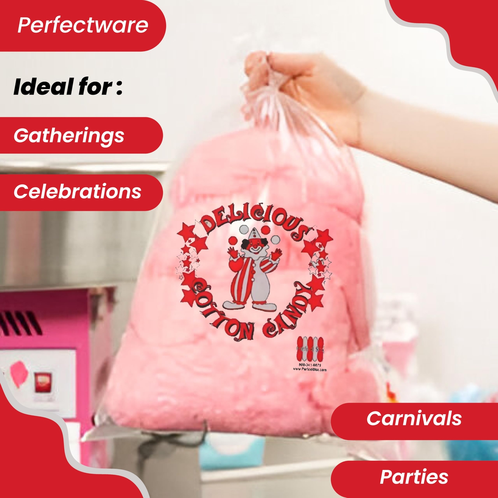 Cotton Candy Bags 400 Count Twist Ties Included Concession Party Supplies