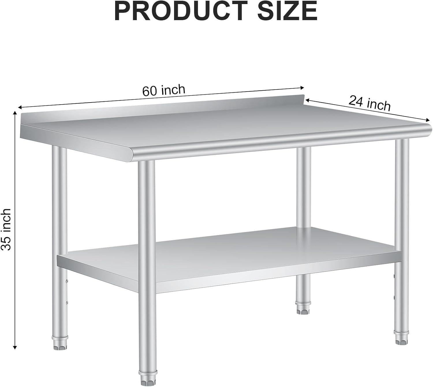 Stainless Steel 48»/60″ NSF Kitchen Restaurant Work Prep Table with Backsplash