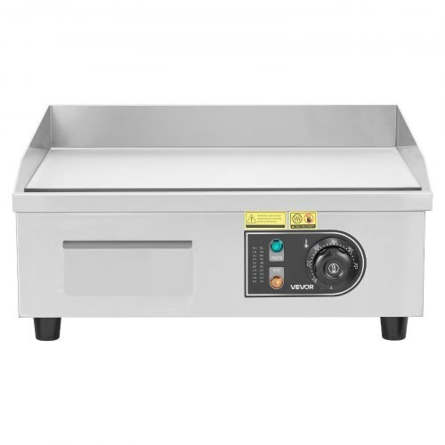 Commercial Electric Griddle, 17.72 x 11.81 inch, 1750W, 122-570°F Adjustable Te
