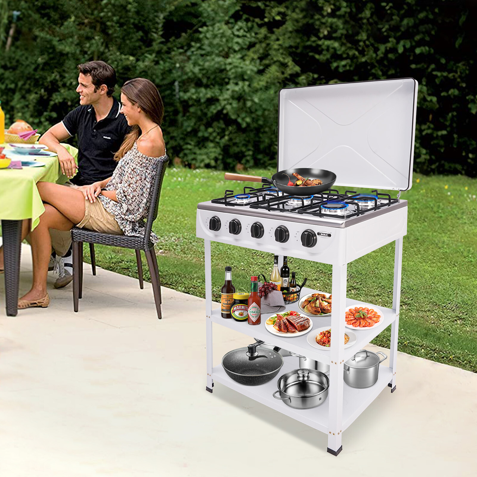 5 Burners Portable Natural Gas Stove Propane Burner For Rv Outdoor Cooking