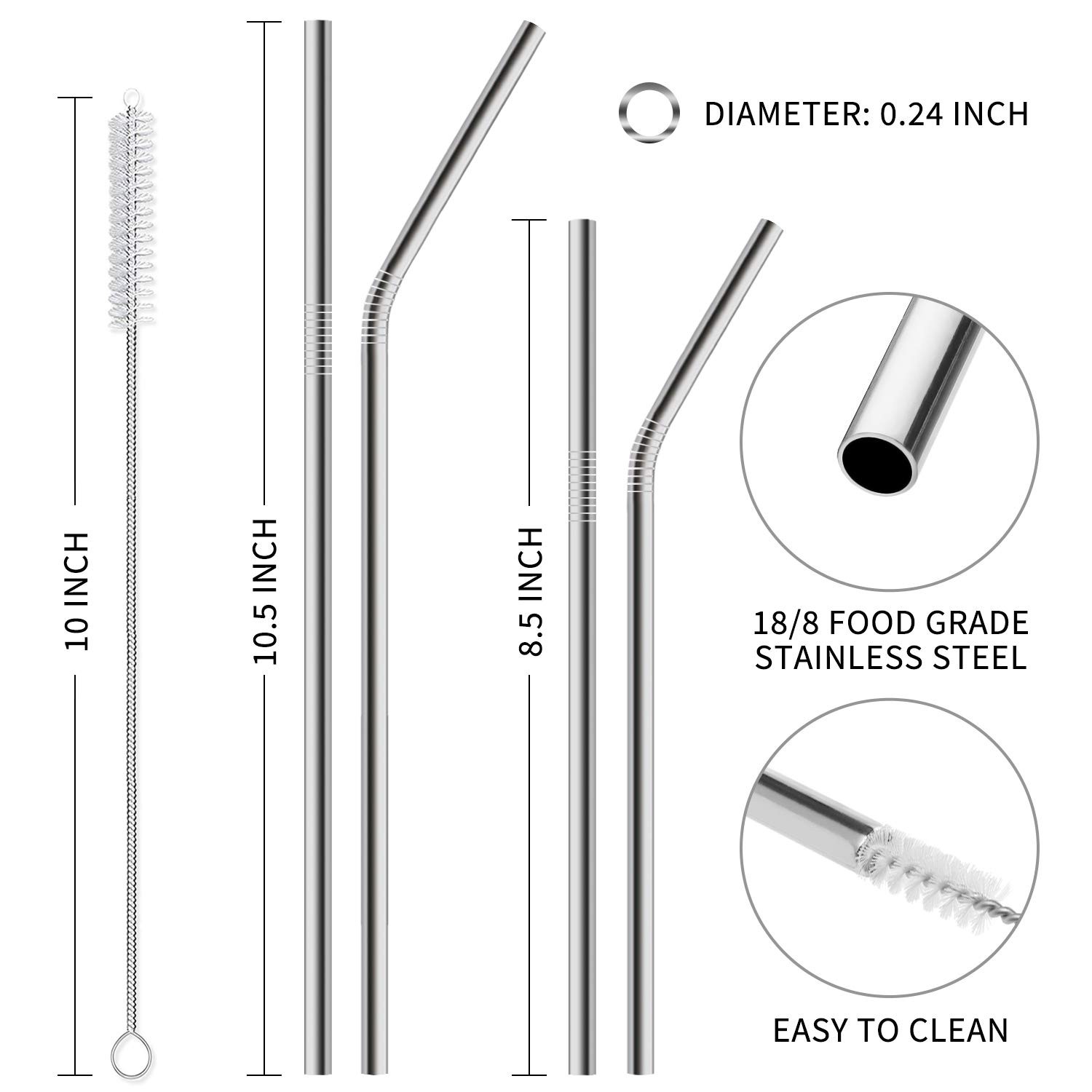 Hiware 12-Pack Reusable Stainless Steel Metal 1 Count (Pack of 1), Silver