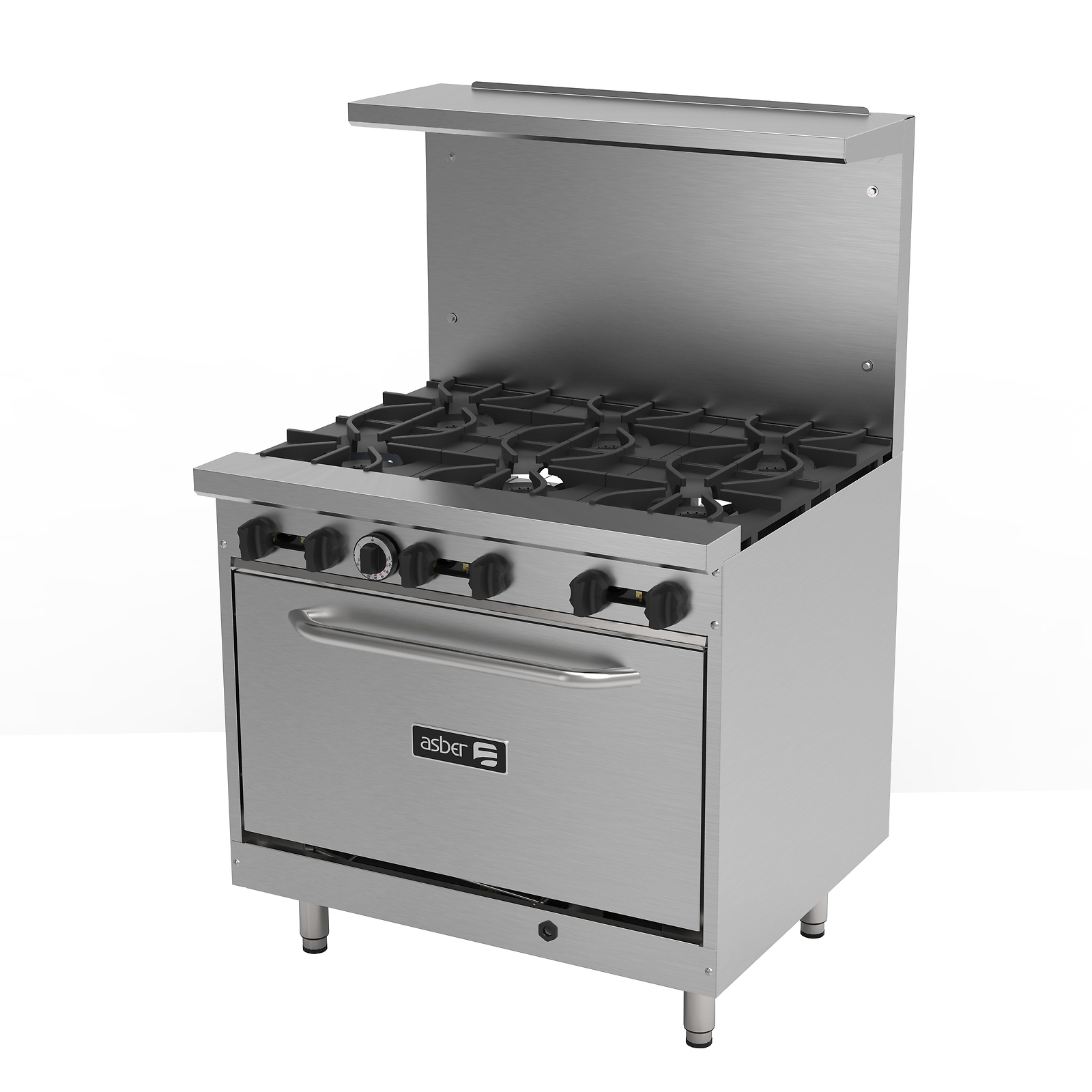 Asber AER-6-36-E 36″ Gas Restaurant Economic Range w/ (6) Open Burners,(1) St…
