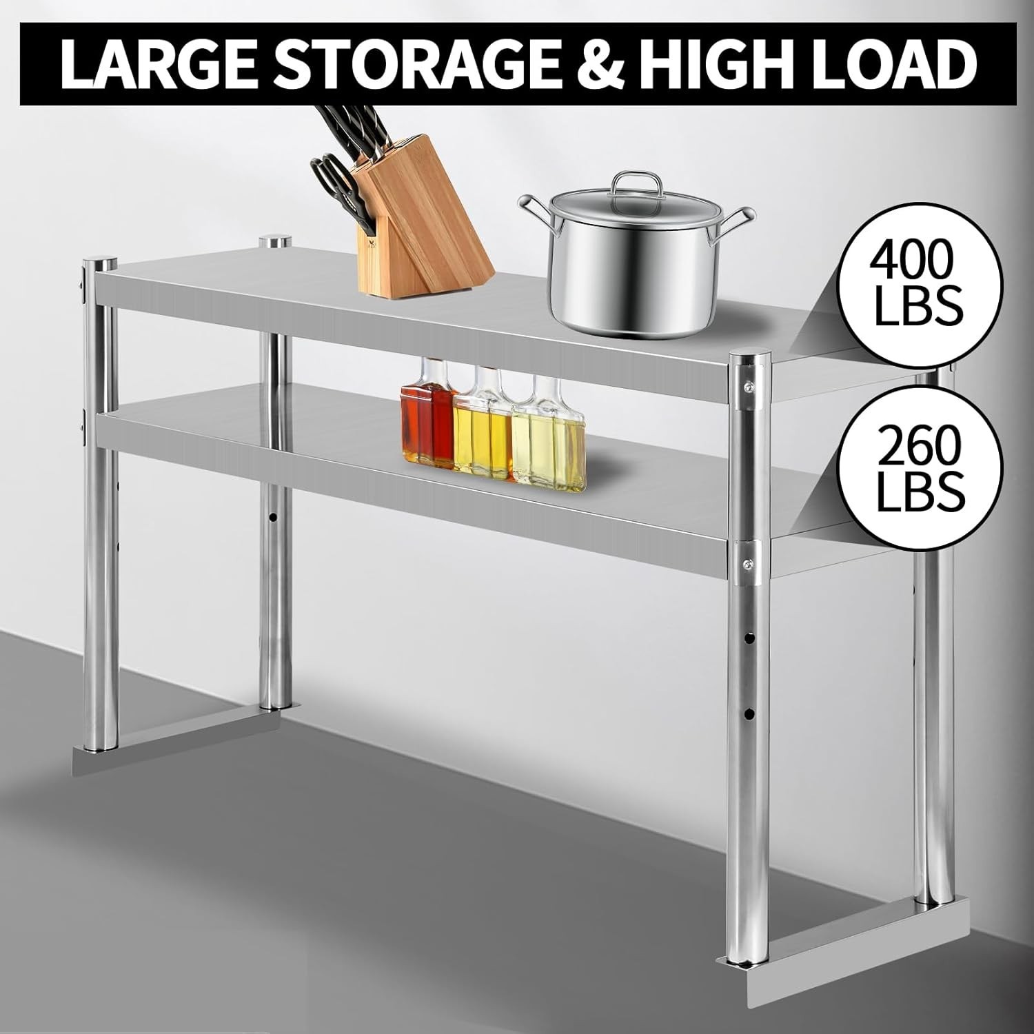 NEW Stainless Steel Double Overshelf 48»L x 12»W Commercial 2 Tier Overshelf