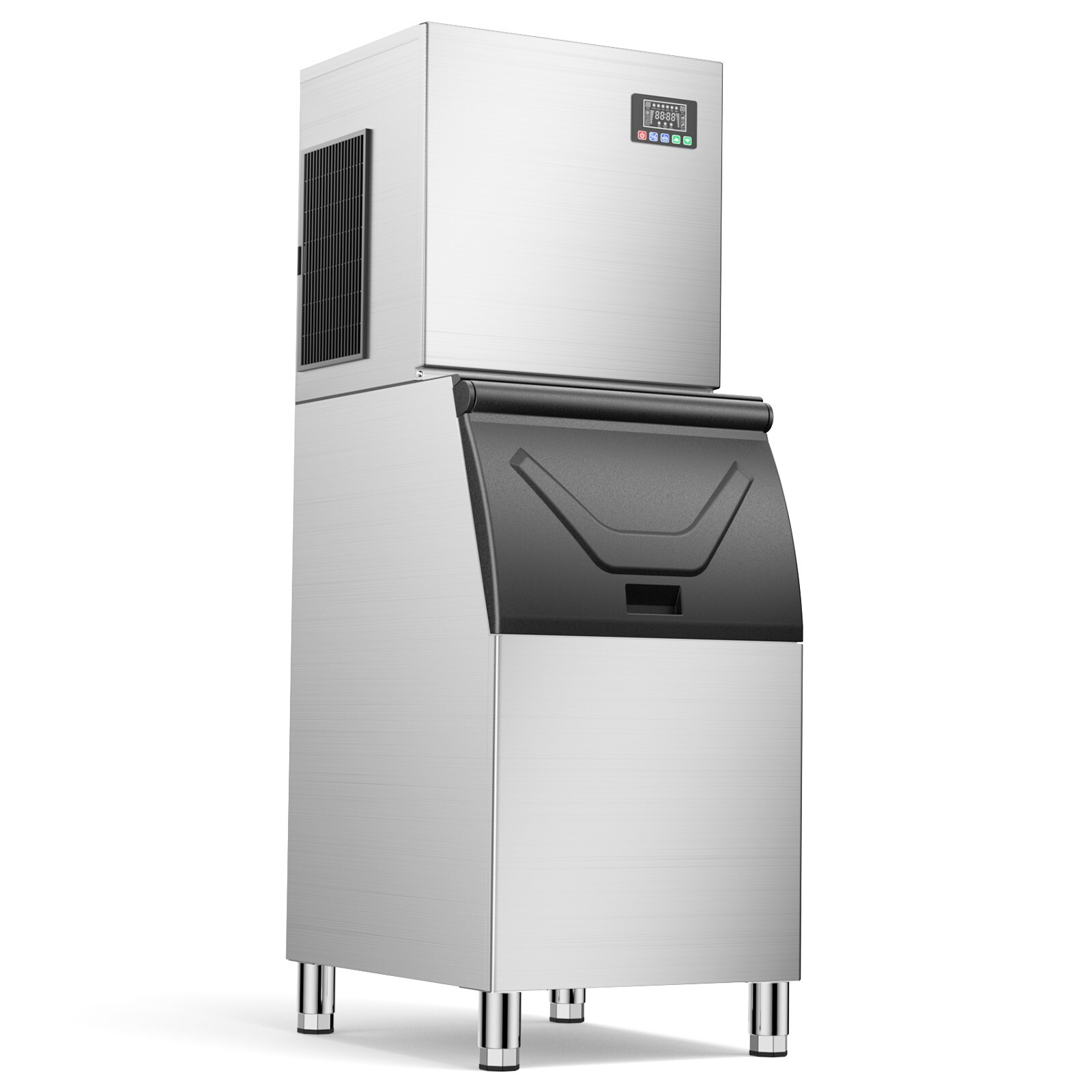 Commercial Ice Maker 400LBS/24h with 350LBS Storage Bin, 132Ice Cubes in 5-15min