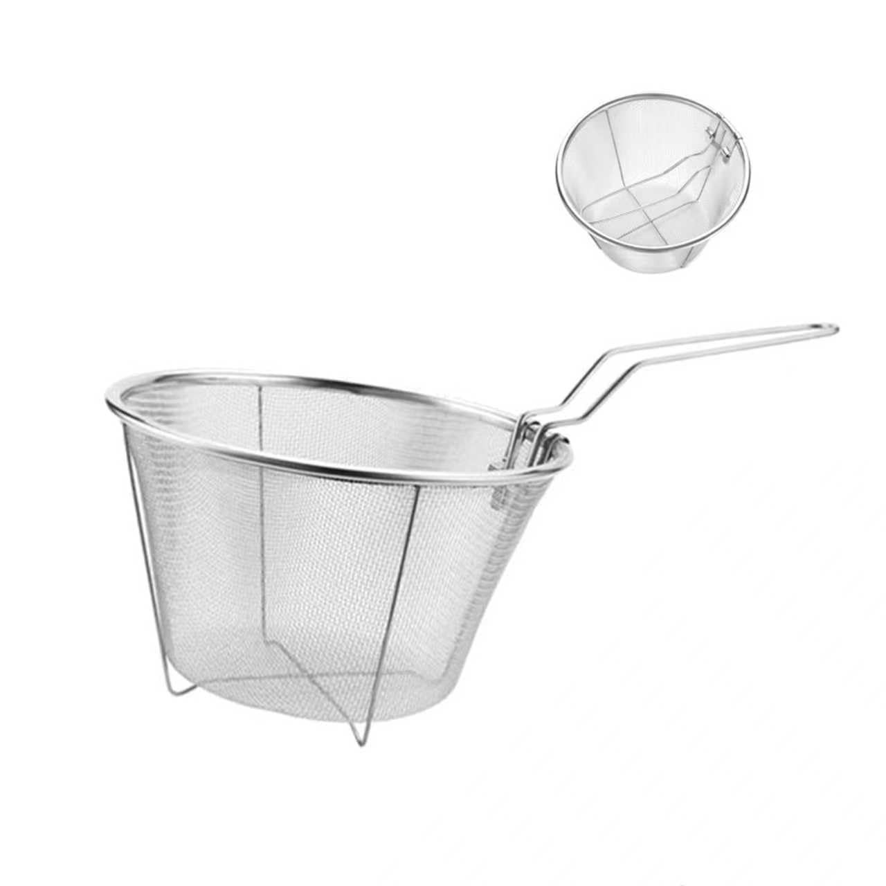7Inch Round Stainless Steel Deep Fryer Basket，Features a Foldable Handle for …