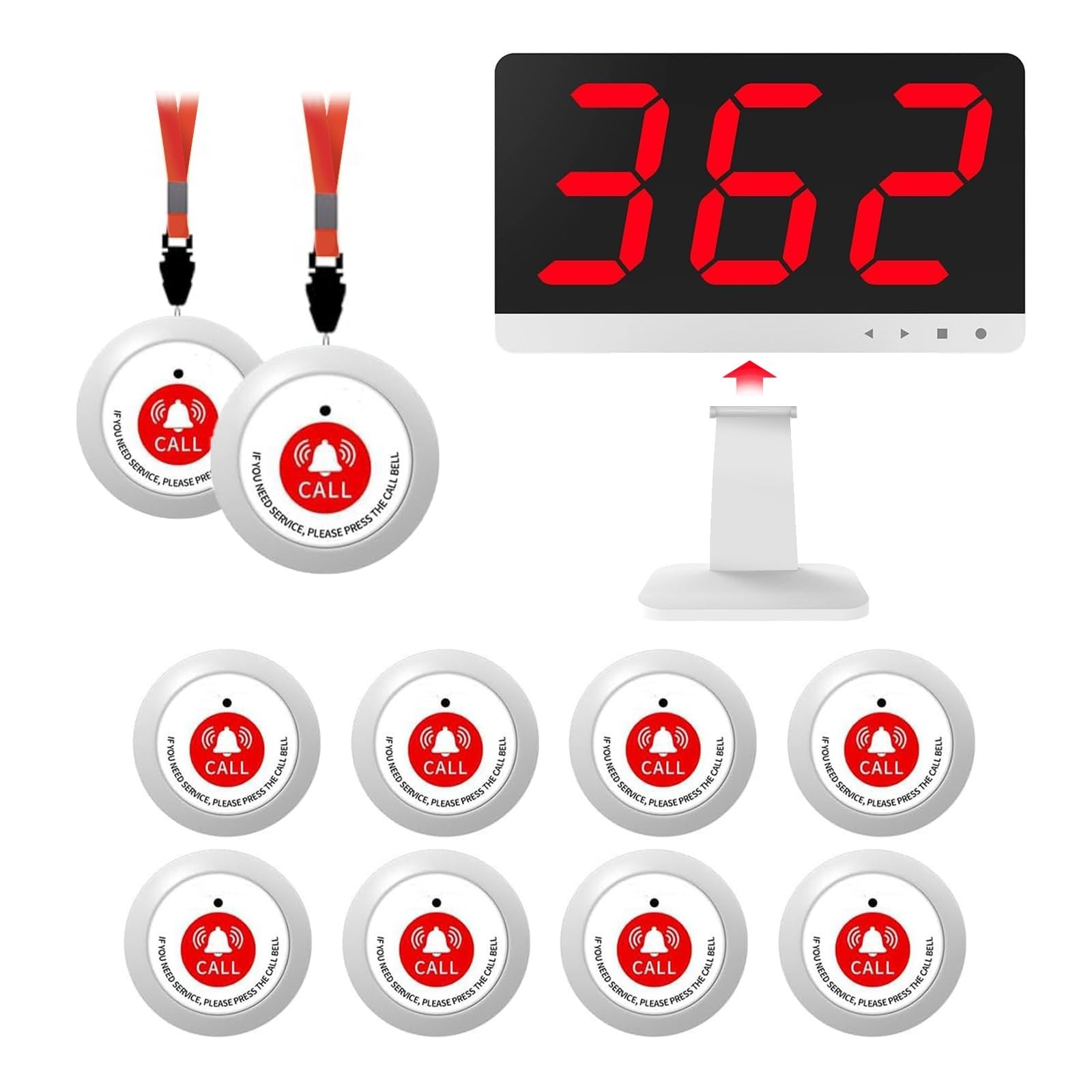 Nurse Call System,Wireless Caregiver Pager Calling System,1000ft, 10 Alert Em…