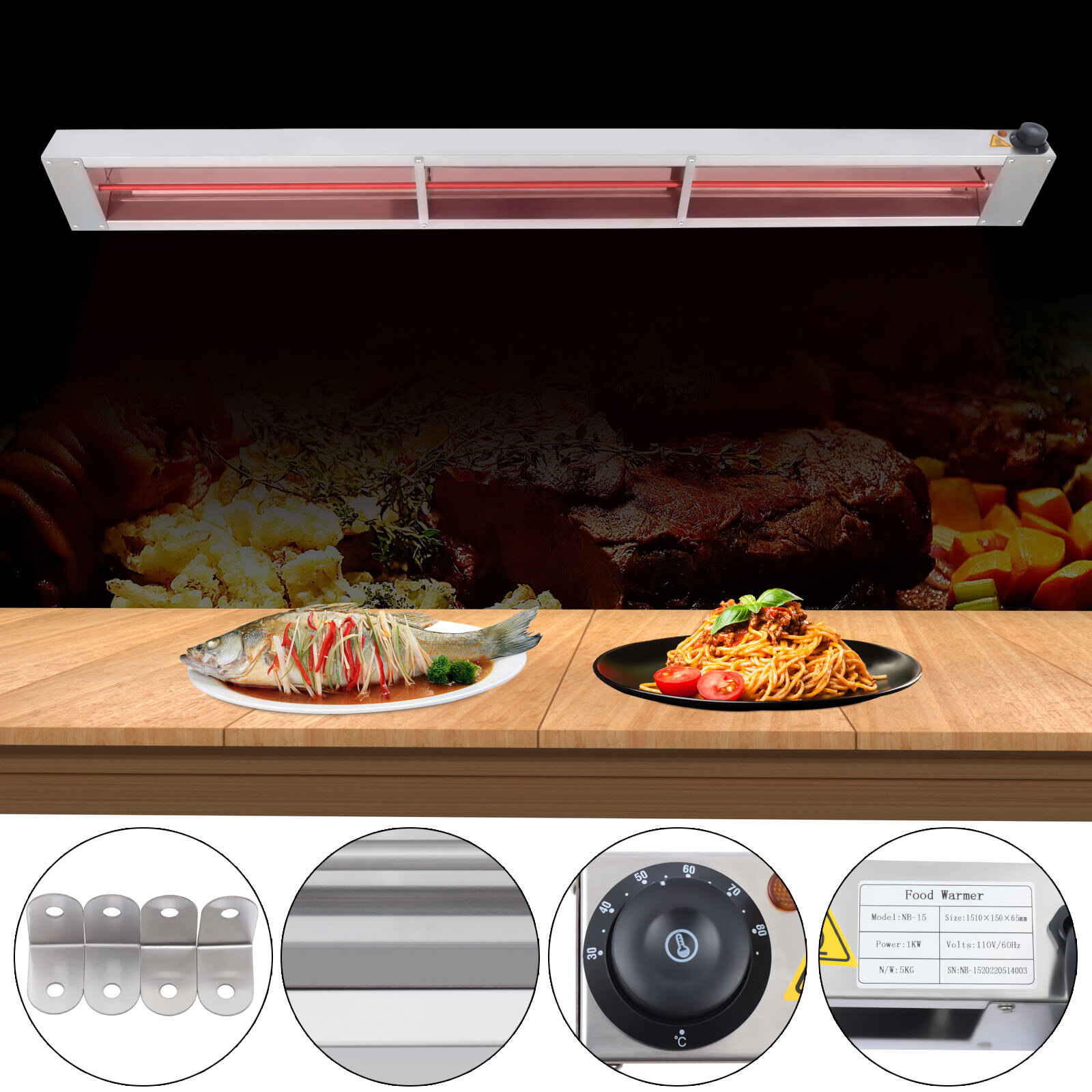 60 Inch Commercial Restaurant Food warming Lamp Strip Warmer Calrod Food Heater
