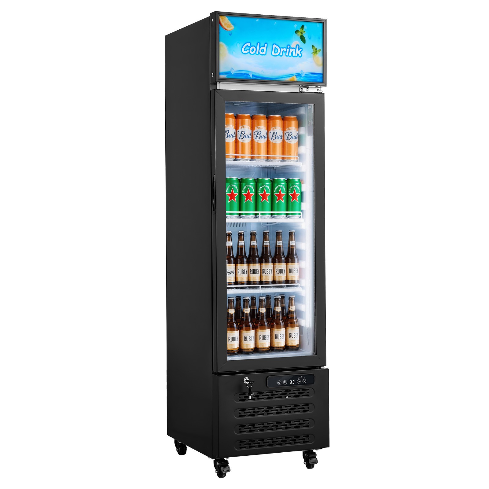 Uimoso Commercial Upright Refrigerator 6.1 Cu.Ft Beverage Display Cooler