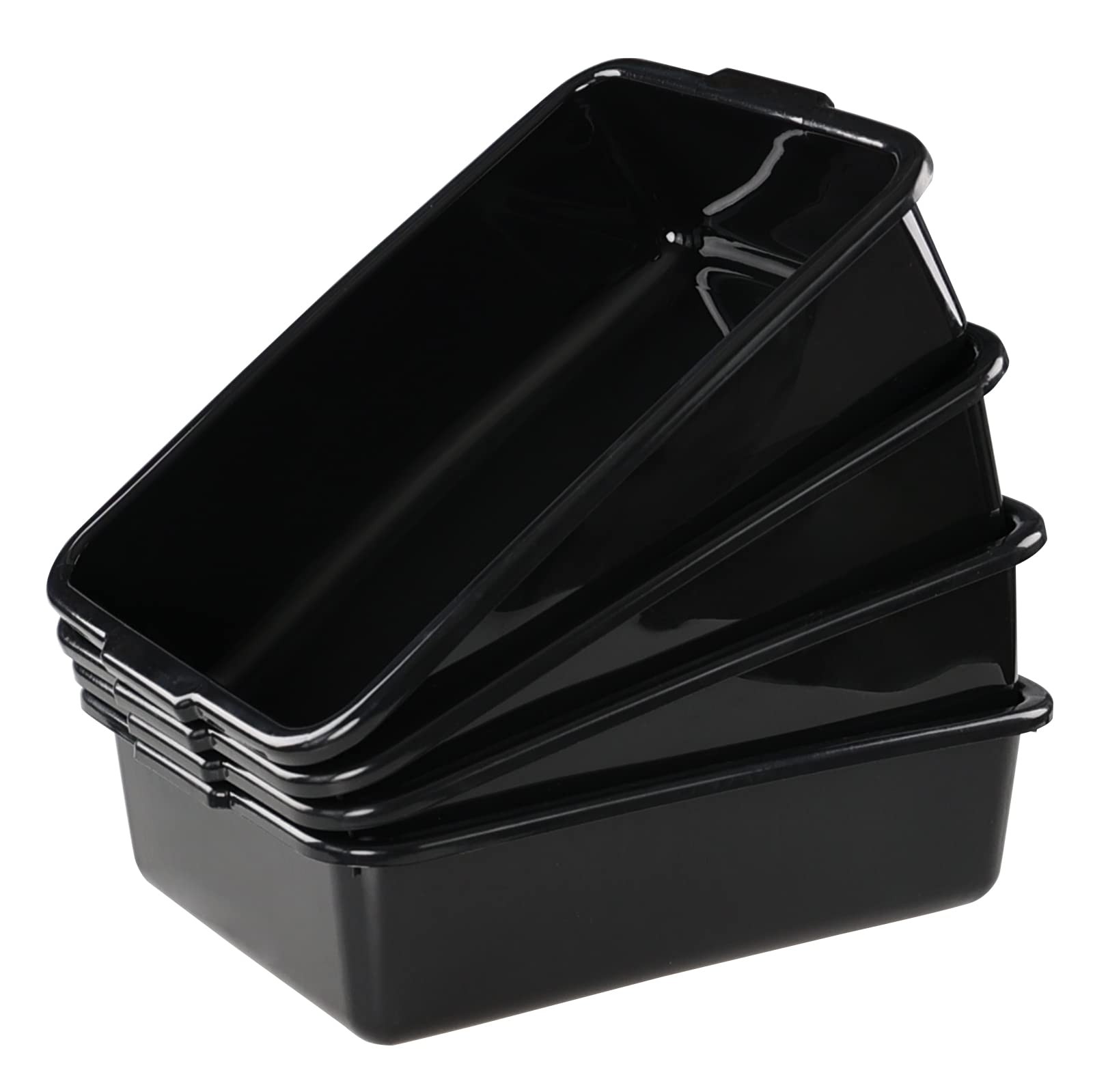 Jekiyo 4 Pack Small Commercial Bus Tub Box, 8 Liter Plastic 8 L, Black