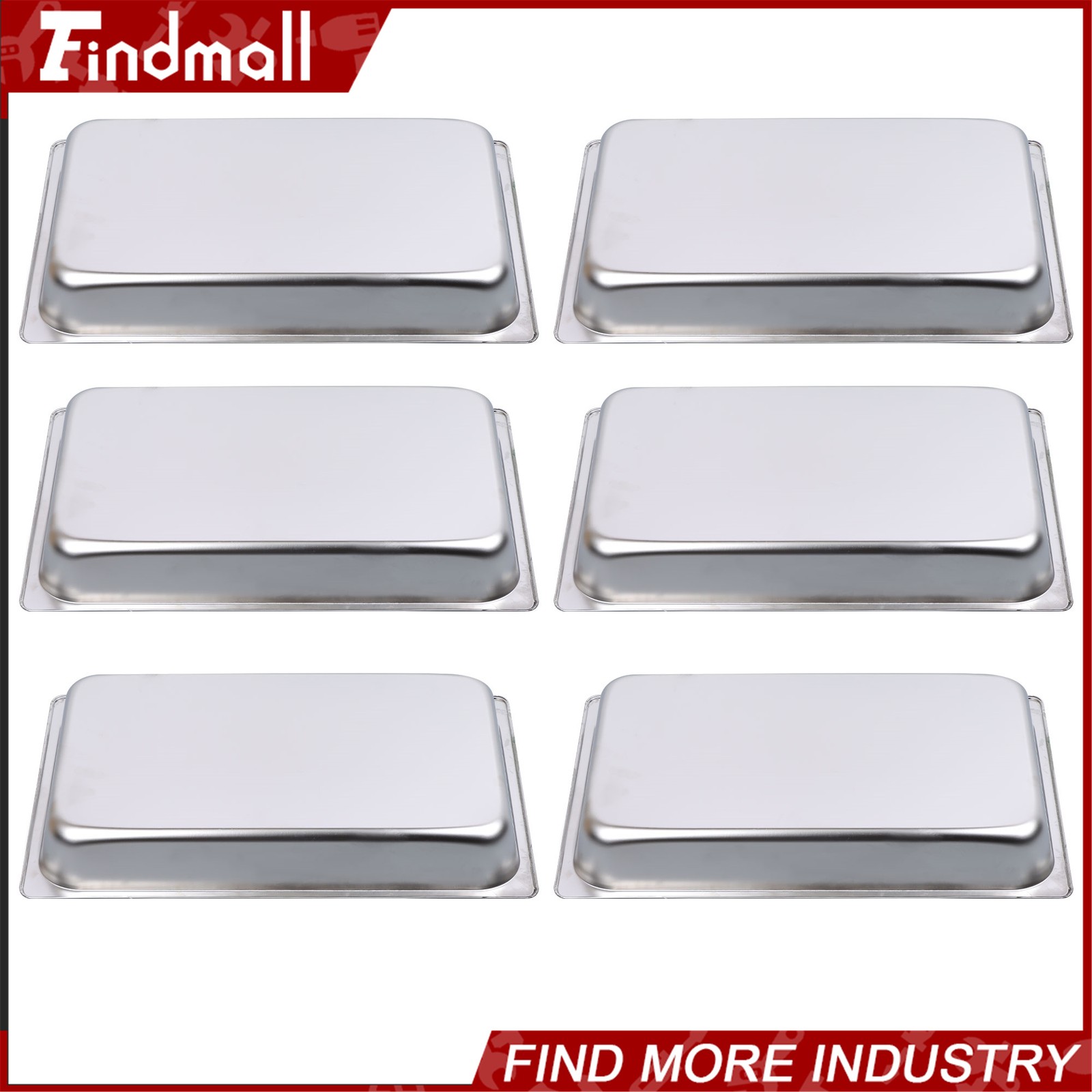 Findmall 6 Pack Set 2.5″ Deep Full Size Steam Table Pans Hotel Prep Buffet Pan