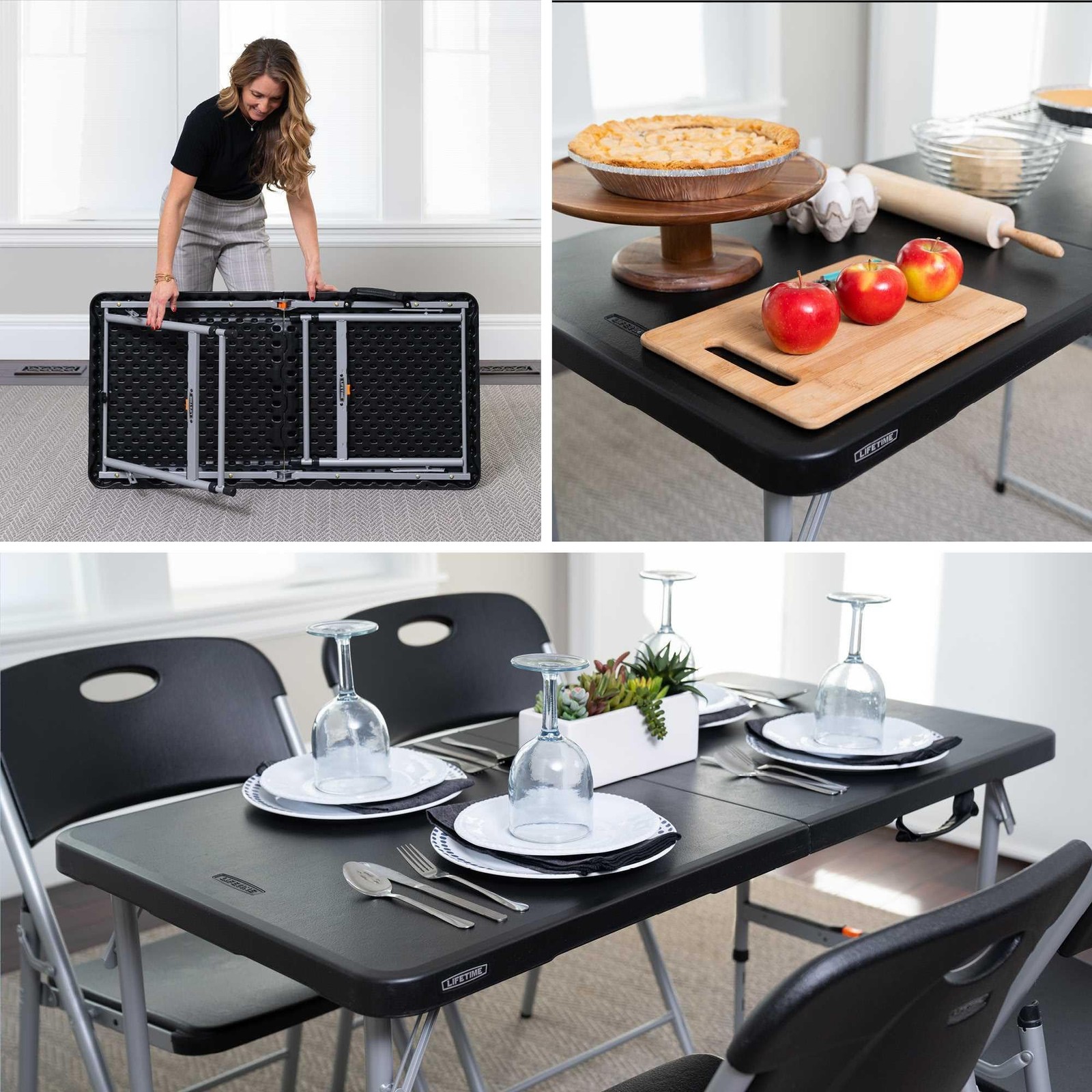Lifetime 4-Foot Fold-in-Half Adjustable Folding Table – Light Commercial