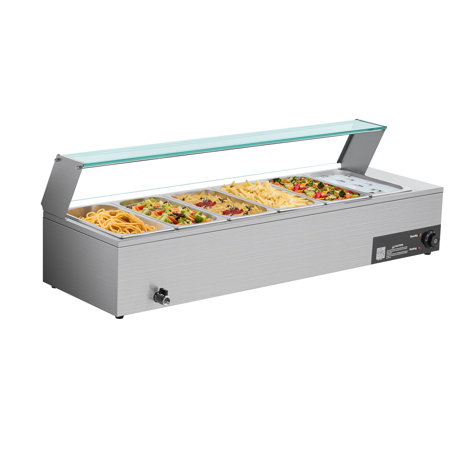 Uimoso Commercial Food Warmer 6 Pans Buffet Bain Marie Countertop Steam Table