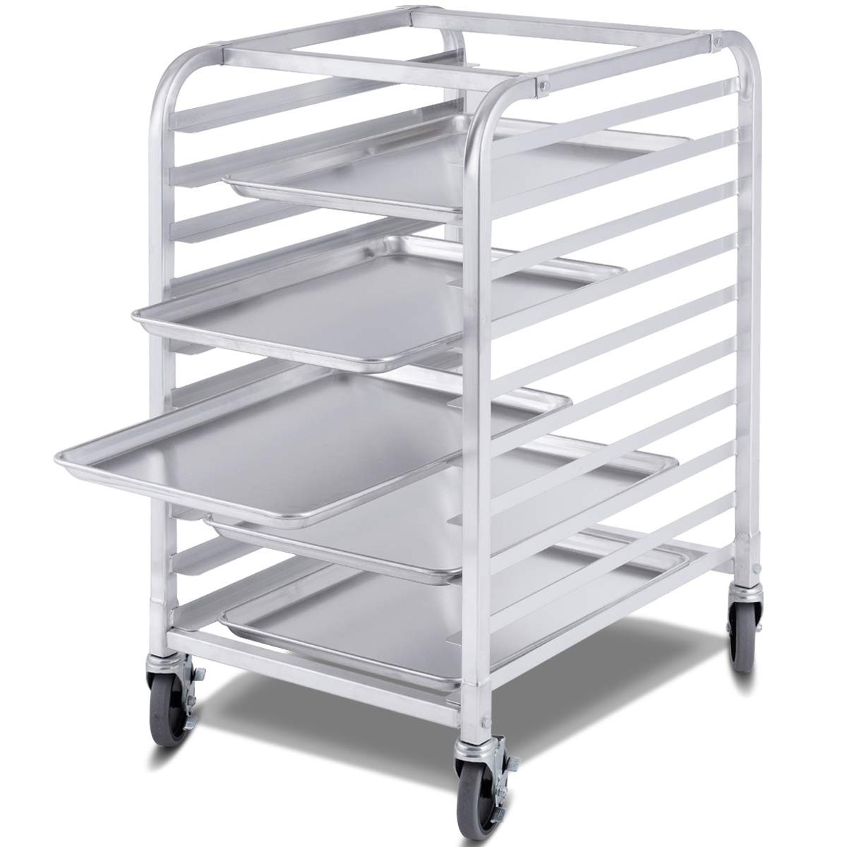 10 Tier Aluminum Bakery Rack, Commercial Kitchen Bun Pan Sheet Pan Rack, Mobi…