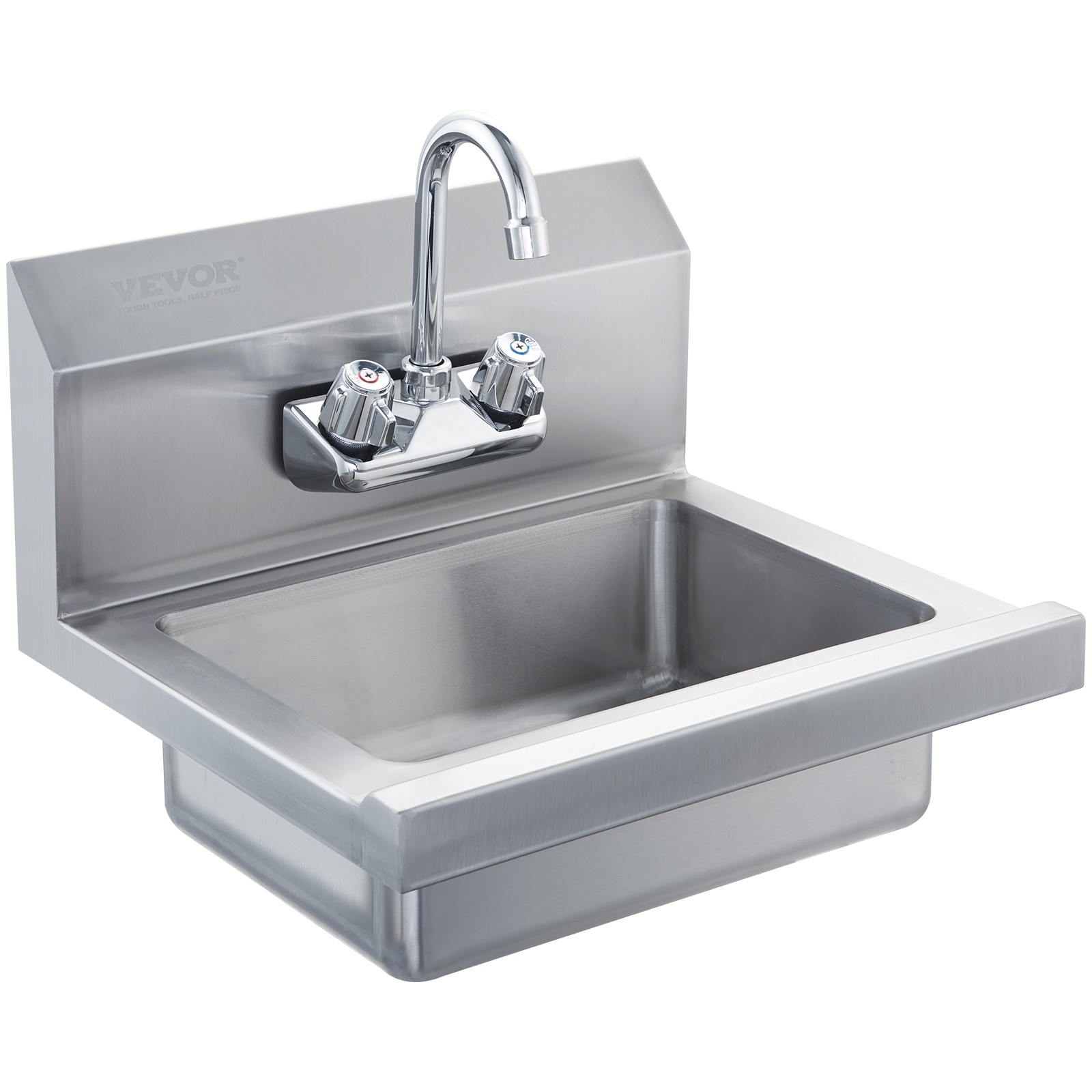 VEVOR 17″x12.8″ Commercial Hand Wash Sink Wall Mount Basin Stainless Steel NSF