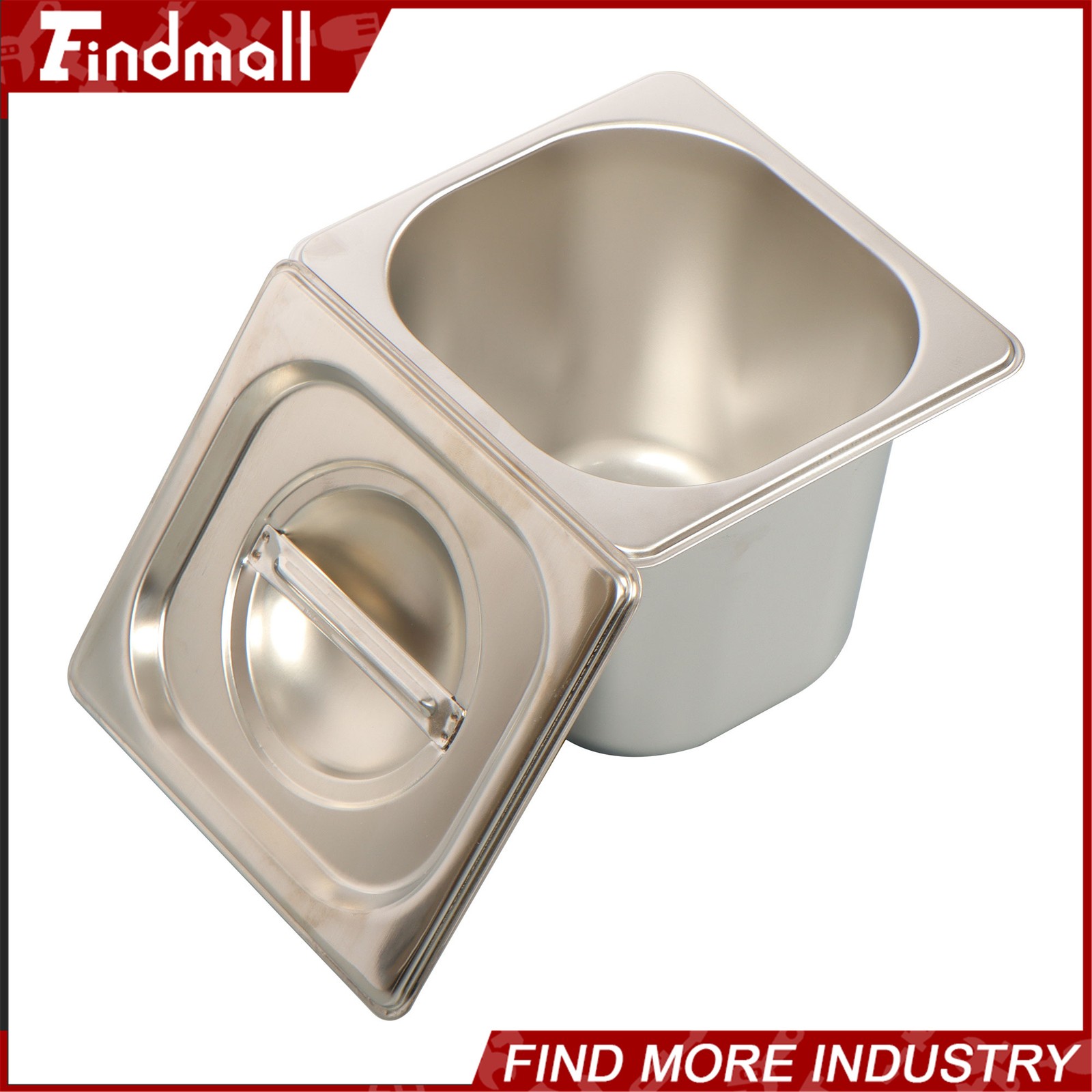 Findmall 6 Set Hotel Pan 1/6 Size Stainless Steam Table 6 Inch Deep with Lid