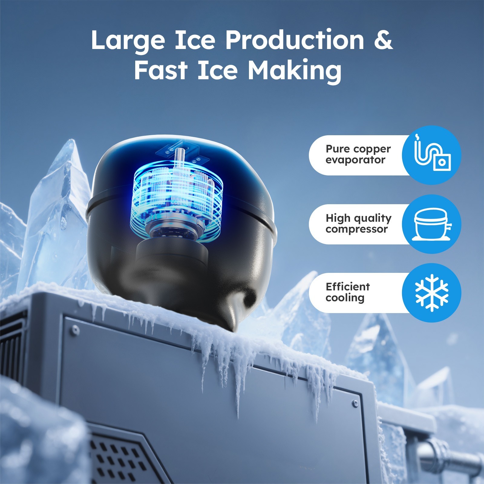 Commercial Ice Maker Machine 550lbs/24h,Large Capacity 400lbs with Self Cleaning