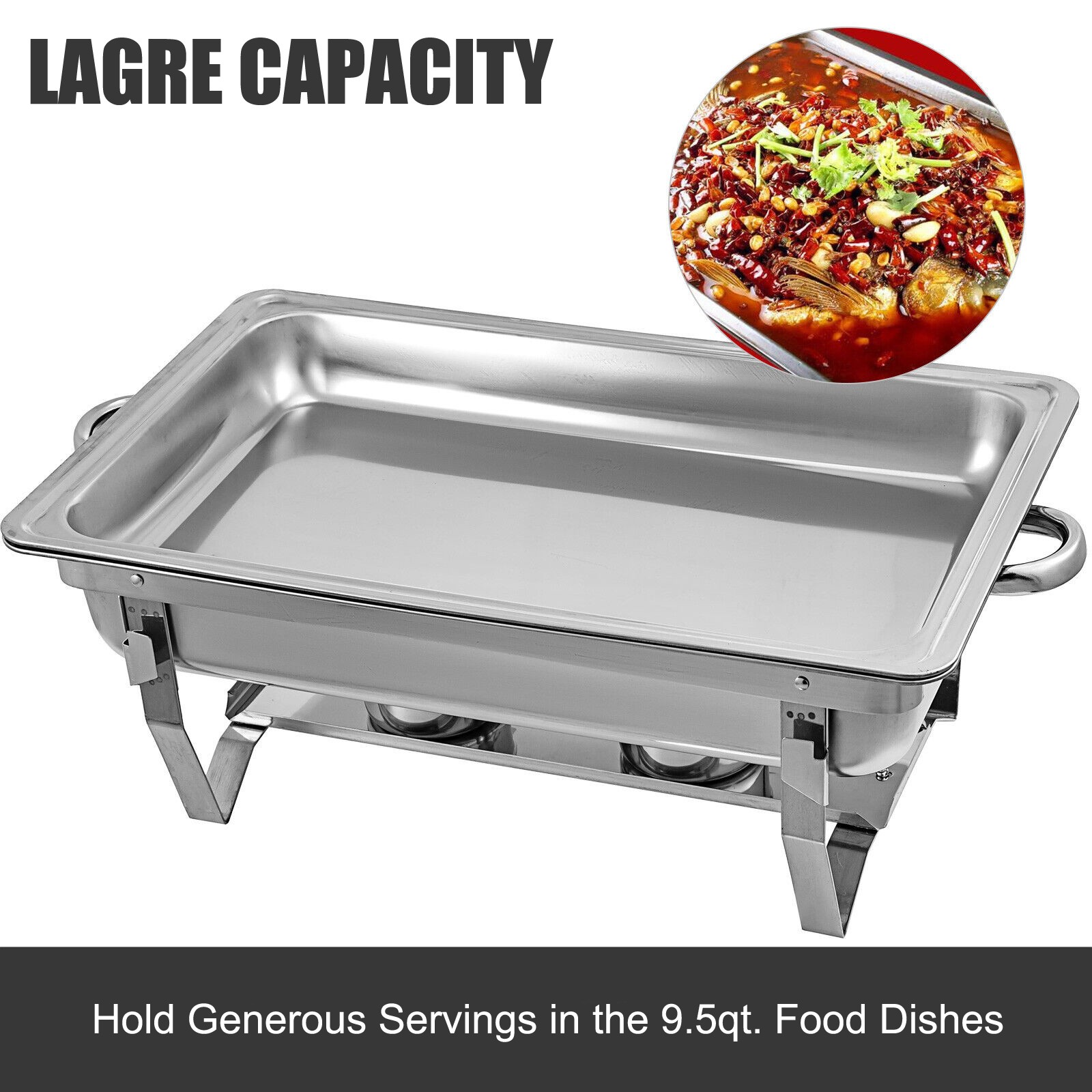 6 Pack Stainless Steel Chafer Chafing Dish Sets Catering Food Warmer 8 QT