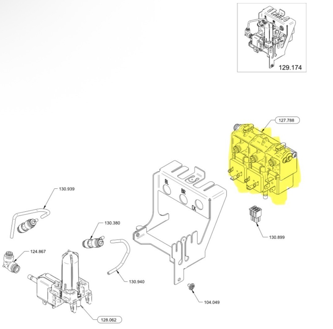 127.788 Valveblock Clean and Brew Assy. 11080845 Mastrena II