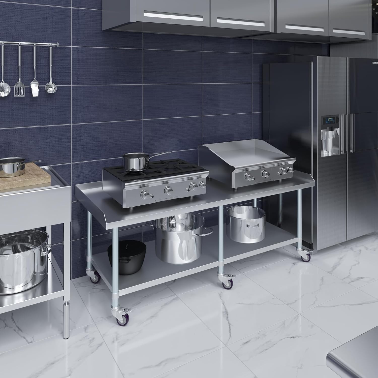 🛠️ Stainless Steel Equipment Stand with Wheels – 72″ x 30″ | Heavy Duty | NSF