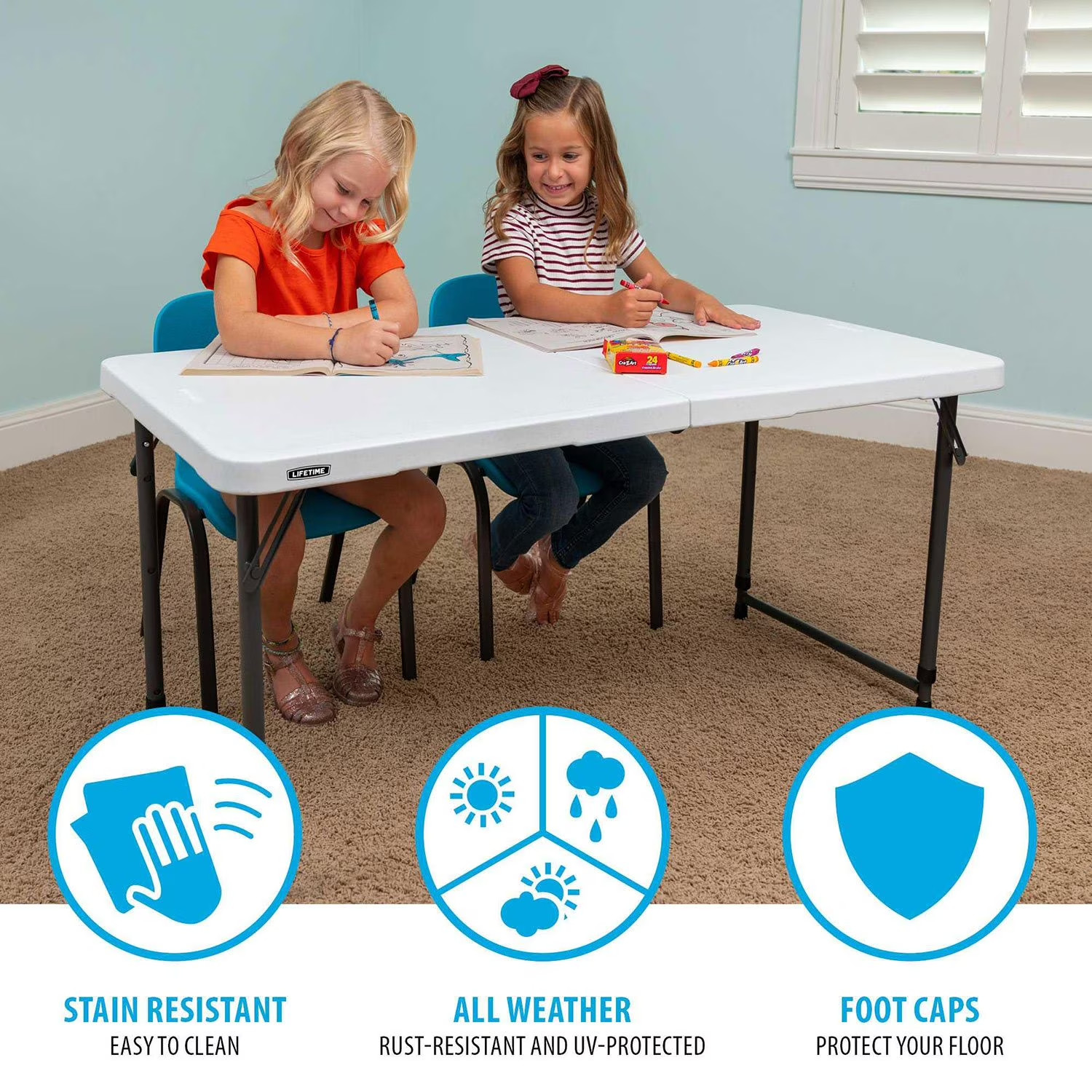 Lifetime 4′ Commercial Grade Adjustable Fold-in-Half Table
