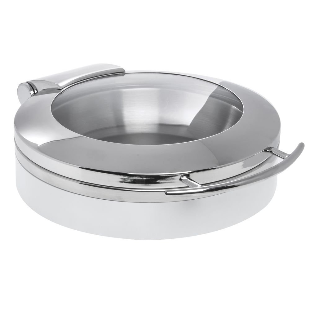 HUBERT® Induction Chafer 4 1/5 Qt Round Stainless and White -19 1/3″L x 15 2/5″W